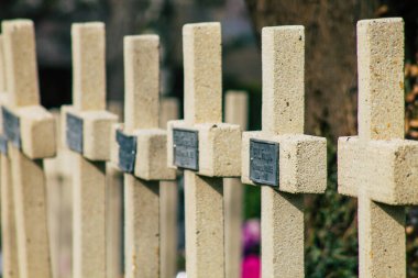 Reims Fransa 3 Mart 2021 I. Dünya Savaşı 'ndan ölen askerlerin mezarları Fransa' daki Reims mezarlığının askeri meydanına gömüldü.