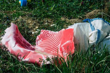 Reims şehir merkezinde yer alan Reims Fransa 15 Nisan 2021 Çöplüğü