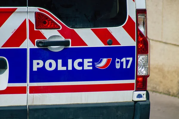 Reims France Квітня 2021 Поліцейський Автомобіль Їде Вулицях Реймса Під — стокове фото