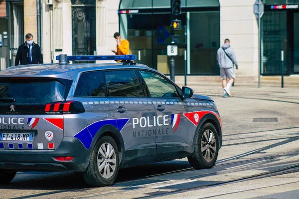 Reims Francia Abril 2021 Coche Policía Rodando Por Las Calles — Foto de Stock
