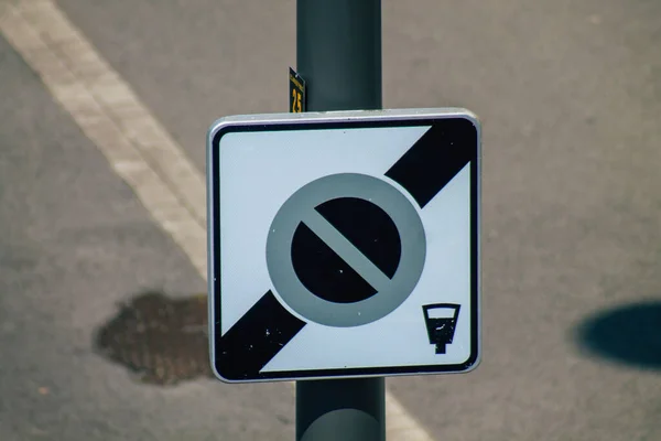 Reims Frankreich April 2021 Straßenschild Oder Verkehrsschild Das Straßenrand Oder — Stockfoto