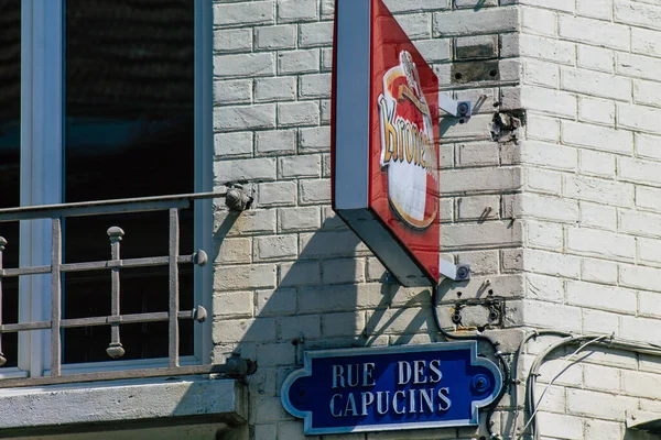 Reims Francia Abril 2021 Señal Calle Señal Tráfico Erigida Lado — Foto de Stock