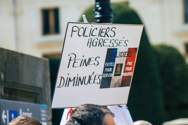Reims Frankrike April 2021 Demonstration Polisstyrkorna Inför Reims Domstol Frankrike — Stockfoto