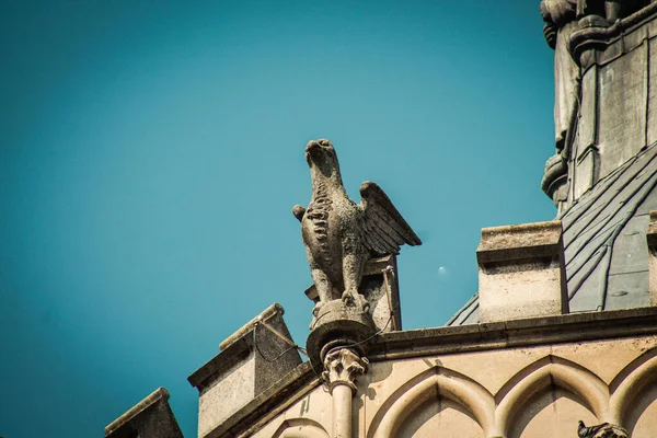 Reims Francie Dubna 2021 Gargoyle Vnější Fasádě Katedrály Notre Dame — Stock fotografie