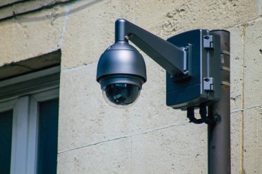 Reims France 20 Nisan 2021 Metropolitan Bölgesi şehir merkezinin sokaklarındaki güvenlik kamerası