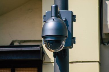 Reims France 20 Nisan 2021 Metropolitan Bölgesi şehir merkezinin sokaklarındaki güvenlik kamerası