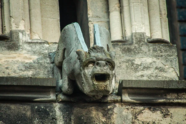 Reims Francie Dubna 2021 Gargoyle Vnější Fasádě Katedrály Notre Dame — Stock fotografie