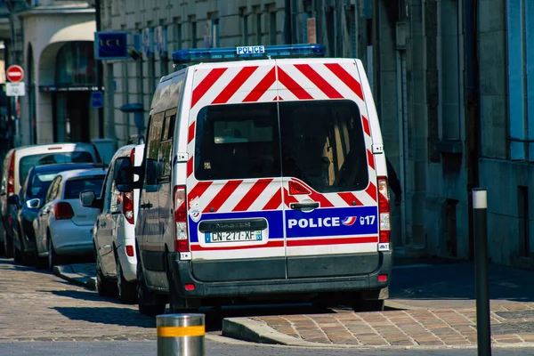 Reims Francia Abril 2021 Coche Policía Rodando Las Calles Reims — Foto de Stock