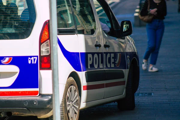 Reims Frankreich April 2021 Polizeiwagen Patrouillieren Den Straßen Von Reims — Stockfoto