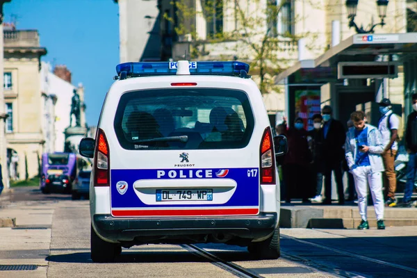 Reims Francia Abril 2021 Patrullaje Policial Las Calles Reims Durante — Foto de Stock