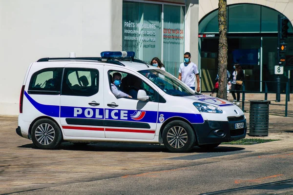 Reims Francia Abril 2021 Patrullaje Policial Las Calles Reims Durante — Foto de Stock