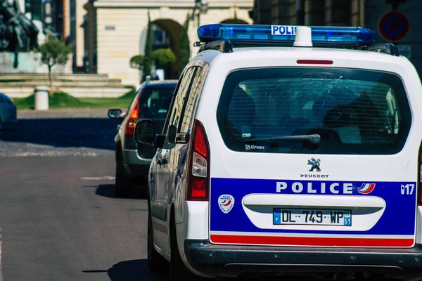 Reims Francia Abril 2021 Patrullaje Policial Las Calles Reims Durante — Foto de Stock