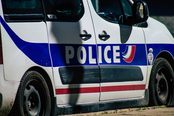 Reims França Abril 2021 Carro Polícia Patrulhando Nas Ruas Reims — Fotografia de Stock