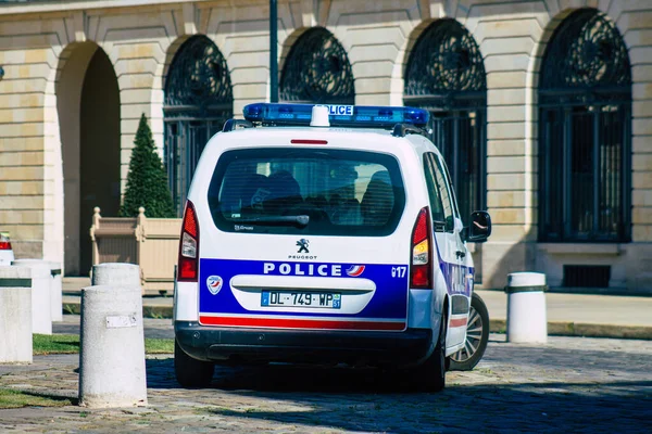 Reims Francie Dubna 2021 Policejní Auto Hlídkující Ulicích Remeše Během — Stock fotografie