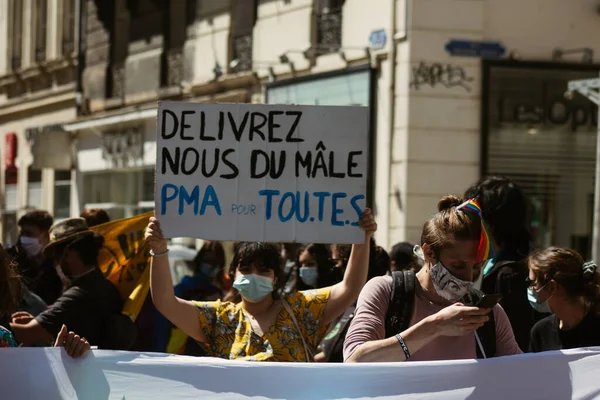 Reims Frankrijk April 2021 Deelnemers Aan Een Lgbt Demonstratie Straat — Stockfoto