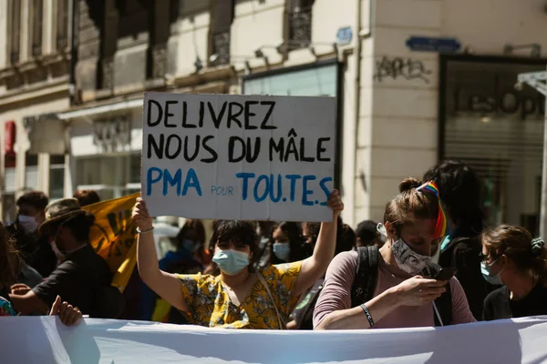 Reims França Abril 2021 Pessoas Participando Uma Manifestação Lgbt Rua — Fotografia de Stock