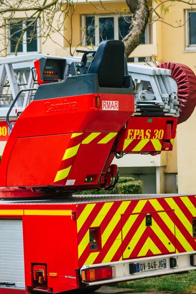 Reims France Mai 2021 Camion Pompiers Intervention Dans Les Rues — Photo