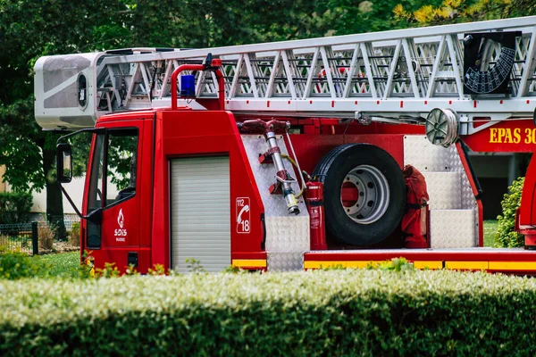 Reims Francia Mayo 2021 Camión Bomberos Intervención Las Calles Reims — Foto de Stock