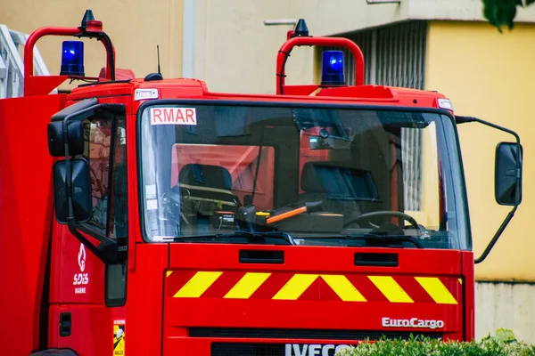 Reims Francia Mayo 2021 Camión Bomberos Intervención Las Calles Reims — Foto de Stock