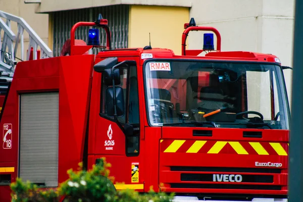 Reims Frankreich Mai 2021 Feuerwehreinsatz Den Straßen Von Reims Während — Stockfoto