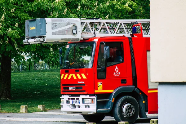 Реймс Франция Мая 2021 Года Пожарная Машина Время Вторжения Улицы — стоковое фото