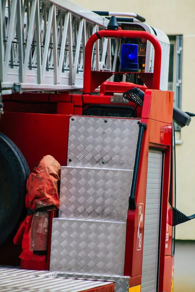 Reims Frankrijk Mei 2021 Brandweerwagen Interventie Straten Van Reims Tijdens — Stockfoto