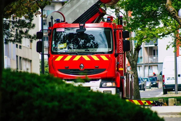 Reims France May 2021 Fire Truck Intervention Streets Reims Coronavirus — Stock Photo, Image