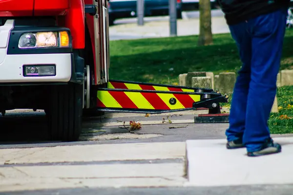 Reims France May 2021 Fire Truck Intervention Streets Reims Coronavirus — Stock Photo, Image