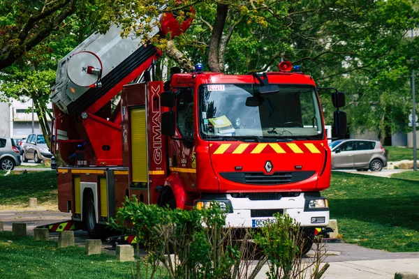 Reims France May 2021 Fire Truck Intervention Streets Reims Coronavirus — Stock Photo, Image