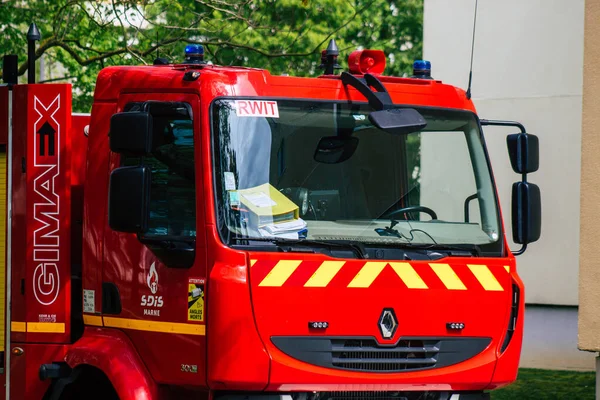 Reims France Mai 2021 Camion Pompiers Intervention Dans Les Rues — Photo