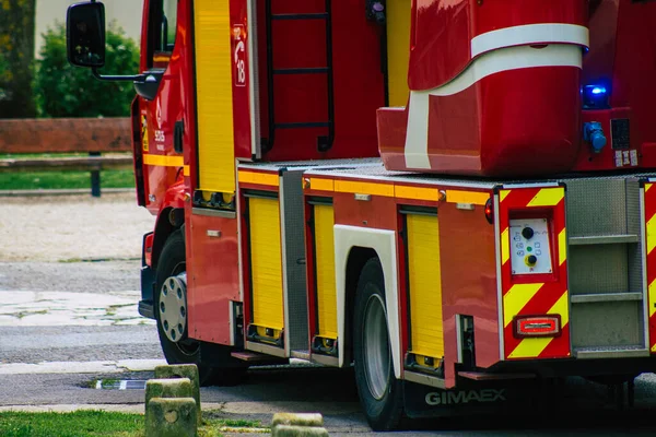 Reims Frankrijk Mei 2021 Brandweerwagen Interventie Straten Van Reims Tijdens — Stockfoto