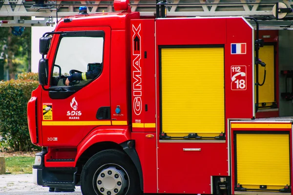 Reims France Mai 2021 Camion Pompiers Intervention Dans Les Rues — Photo