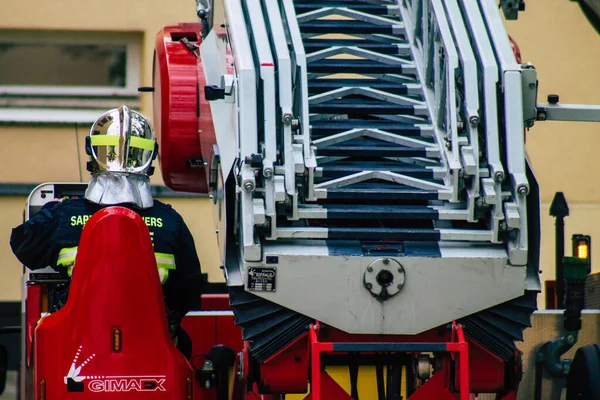 Reims Frankrijk Mei 2021 Franse Brandweerman Interventie Straten Van Reims — Stockfoto