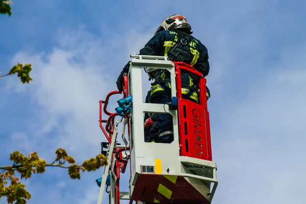 Reims Frankrike Maj 2021 Fransk Brandman Som Intervenerar Reims Gator — Stockfoto