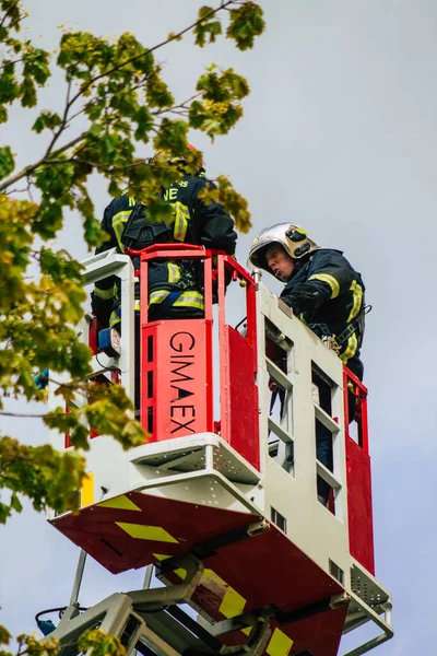 Reims França Maio 2021 Bombeiro Francês Intervenção Nas Ruas Reims — Fotografia de Stock