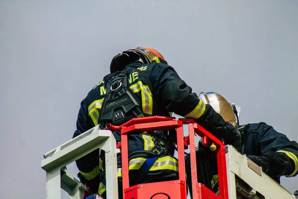 Reims Frankrike Maj 2021 Fransk Brandman Som Intervenerar Reims Gator — Stockfoto