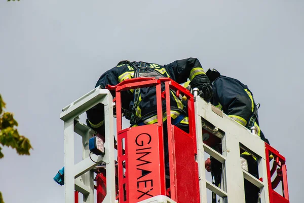 Reims França Maio 2021 Bombeiro Francês Intervenção Nas Ruas Reims — Fotografia de Stock