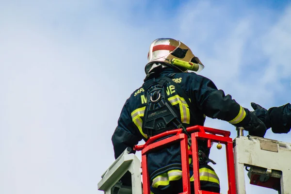 Reims Francia Mayo 2021 Bombero Francés Intervención Las Calles Reims —  Fotos de Stock