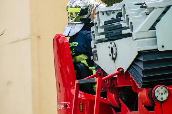 Reims France May 2021 French Fire Fighter Intervention Streets Reims — Stock Photo, Image