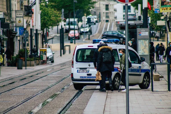 Ρεμς Γαλλία Μαΐου 2021 Αστυνομία Παρεμβαίνει Στους Δρόμους Της Ρεμς — Φωτογραφία Αρχείου