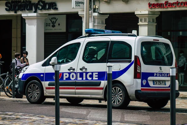 Reims Frankrike Maj 2021 Polisen Ingriper Reims Gator Det Utbrott — Stockfoto