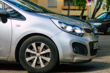 Reims France 12 Mayıs 2021 Metropolitan Bölgesi şehir merkezinin caddelerine park etmiş.