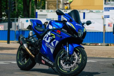 Reims Fransa 20 Mayıs 2021 GSX R 1000 Suzuki motosiklet Reims caddelerinde park