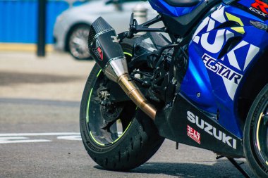 Reims Fransa 20 Mayıs 2021 GSX R 1000 Suzuki motosiklet Reims caddelerinde park