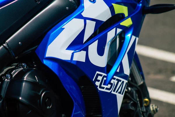 Remeš Francie Května 2021 Gsx 1000 Suzuki Motocykl Zaparkovaný Ulicích — Stock fotografie