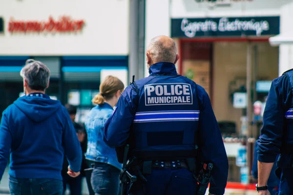 Reims Frankreich Mai 2021 Lokale Polizei Patrouilliert Den Straßen Von — Stockfoto