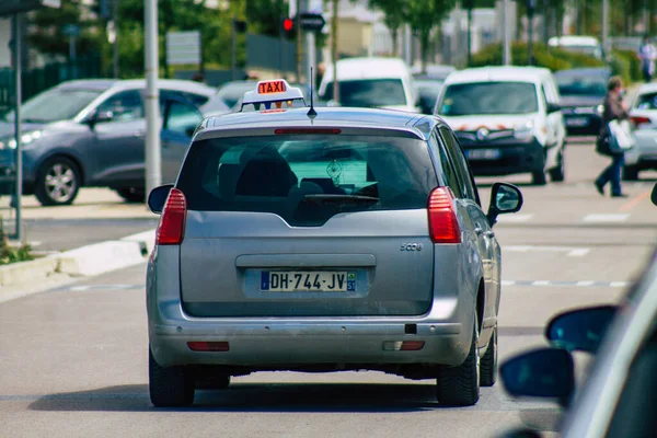 Reims France May 2021 Taxi Driving Streets Reims Hospital Coronavirus — Stock Photo, Image