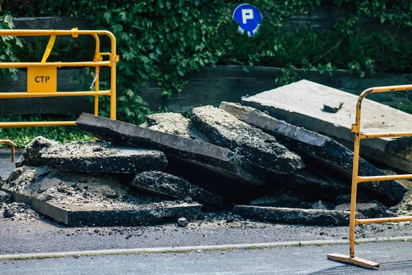 Reims France May 2021 Public Works Streets Reims Repair Gas — Stock Photo, Image