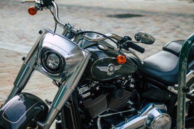 Reims Fransa 28 Mayıs 2021 Harley Davidson 114 motosiklet Reims caddelerinde park