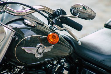 Reims Fransa 28 Mayıs 2021 Harley Davidson 114 motosiklet Reims caddelerinde park